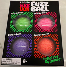 Nee Doh Teenie Fuzz Ball Velvet Squeeze 4 Pack  100% Authentic picture