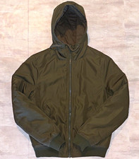 H&M Men's Hooded Full Zip Bomber Jacket Green Lined Solid Size S picture