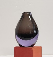 Vntg Sommerso Smoke/Green & Lilac/Amethyst Art Glass Vase Scandinavia or Murano picture