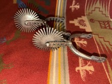 Antique Vintage Chilean Spurs Large Roseta Sunburst Rowels - Pair picture