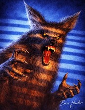 Boris Howler THE HOWLING werewolf  8.5X11 Art Print SIGNED CULT HORROR CLASSIC picture