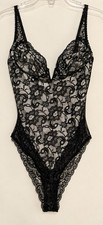 Vintage 1990s Victoria's Secret Gold Label Black Lace Teddy Bodysuit GUC L #2785 picture