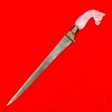 Old Vintage Indo-Persian Mughal Rajput Sikh Crystal Gold Koftgari Wootz Peshkabz picture