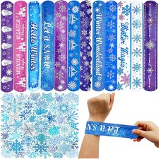 50PCS Stickers, 74PCS Snowflake Party Favors with 24PCS Slap Bracelets picture