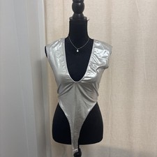 Fashion Nova Women's Silver and Pink Bodysuit picture