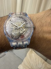 Swatch x You Custom Skeleton Watch Blue Check Checkered Ramen Breakfast picture