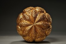 China Qing Dynasty Palace Handmade Copper 24K Gold Gilt Pumpkin jewel Case Box picture