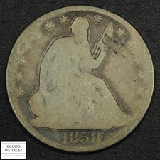 1858 O Seated Liberty Silver Half Dollar 50C picture