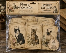 Vintage Cat Cards Mystery Pack 30 Pieces Junk Journal Ephemera picture