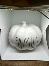 Rae Dunn Artisan Collection White Ceramic Pumpkin Family Figurine Glossy Decor picture