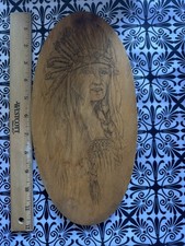 Antique Flemish Wood Indian Chief Wall Plaque picture