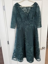 La Femme Tea Length Mother of the Bride Dress with Three-Quarter Sleeves picture