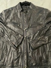 John Varvatos Navy/Indigo Sheepskin Leather Moto Jacket Size Medium picture