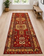 c1930s ANTIQUE SHIRVAN_KAZAK DESIGN FINE CAUCASIAN RUG 3.8x11.4 RUNNER_LONG RUG picture