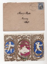 US 1870s QUINCY, MASS. FRANKED SCOTT #156 LOVE LETTER WITH EMBOSSED FLOWERS picture