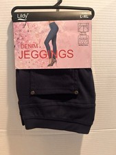 Lildy Women Navy Blue Denim leggings  Jeggings Size L-XL Brand New Back Pockets picture