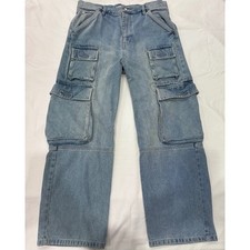 BDG Urban Outfitters Baggy Skate Fit Cargo Jeans Light Wash Blue Mens 34x30 picture