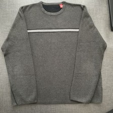 Vintage Y2K Reunion Men’s Large Gray Striped Pullover Sweater Heavyweight  picture
