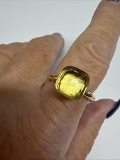 Pomellato Nudo 18k Yellow Gold Classic cushion cut Lemon Quartz Ring Sz9 picture