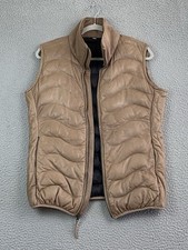 Scully Womens Lambskin Leather Quilted Puffer Vest Size XL Beige Excellent Cond. picture