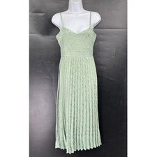 Lulus Regal Romance Sage Floral Jacquard Pleated Satin Midi Dress fairycore S picture