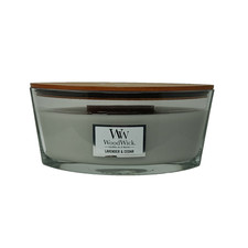 WoodWick Lavender & Cedar Ellipse Glass Jar Candle Wooden Lid Single Wick picture