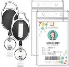 2 Pack Vertical ID Badge Holder with Retractable Badge Reel picture