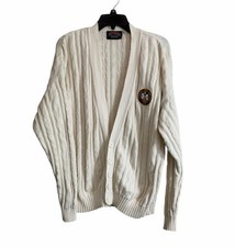 Vintage Mens XL Lousiana State Univesity Cable Knit Cardigan Sweater V-Neck picture