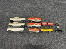 Vintage Marx O Gauge Tin Train Lot Santa Fe Southern Pacific Cars Transformer picture