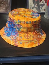 HIPPIE FLOWER 60s 70s VINTAGE PEACE SIGN BUCKET HAT SUN BEACH WEAR ANYWHERE NEW picture