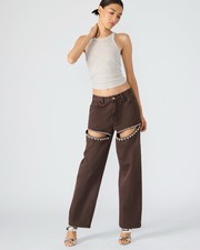 $119 Steve Madden Woman’s Taylor Jean Wide Leg Bottoms Cocoa Brown Size 30 picture
