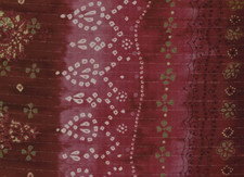 Hi-Multi Chiffon geometric floral print with shiny burgundy lurex lines 58