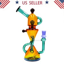10IN Glass Bong and Water Pipes Smoking Recycler Beaker bong & 14mm bowl Hookah picture