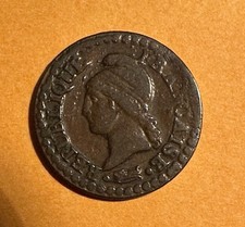 FRANCE REPUBLIC L'AN 7-A 1 CENTIME COPPER COIN, ALMOST XF picture