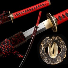 Japanese Handmade Samurai Katana Sword Choji Hamon Clay Tempered T10 Steel picture