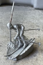 Colonial Mint Alpine Skiing Pewter Figurine 1980 Lake Placid Winter Olympics picture