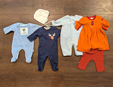 NEW WITH TAGS Baby Girl 3M 6 Piece Set Dress Leggings Hat Footed Sleeper picture