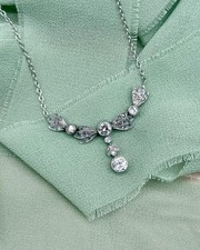 Vintage Platinum 1.1 Carat Diamond Bow Necklace picture