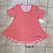 LuLaRoe Red White Stripe Tunic Top L -NWT picture