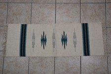 Vintage Chimayo New Mexico Hand Woven Wool Runner Rug Ortega's Weaving 49