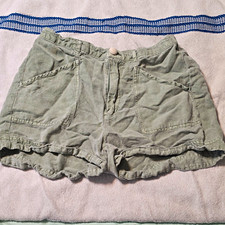 Christian Siriano Women's Green Cargo Shorts Linen/Lyocell Elastic Waist M picture