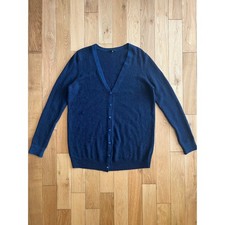 Theyskens' Theory 100% Cashmere Cardigan Navy Blue Womens Size Large Repaired picture