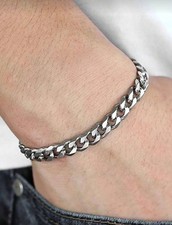 1pc Men's Classic Stainless Steel Cuban Link 7mm Bracelet Brand New In Bag picture