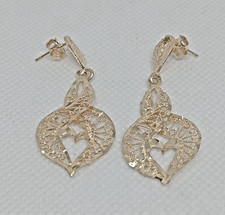 14k Yellow Gold Dangling Pierced Earrings picture