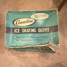 1950Canadian Rocket Women's White Leather Figure Ice Skates Lace Closure Vintage picture