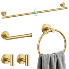 STWWO 5-Piece Gold Bathroom Accessories Set 24 Inch Brushed Gold-1 picture