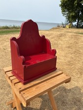 Vtg Handmade Red Painted Wood Wooden Box Primitive Folk Art Americana Patriotic picture