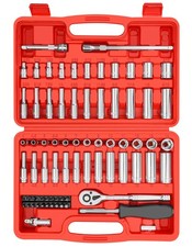 74 Piece 1/4 Inch Drive Socket Set SAE Metric Master Ratchet Extension Bit Tool picture