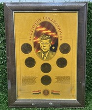 Vintage John F. Kennedy Half Dollar Coin Collection Framed 6 US Coins 1776-1976 picture
