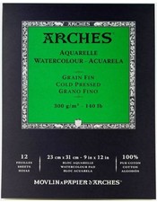 Arches 1795092 9x12 inch Cold Press Watercolour Pad, Natural White - 12 Sheet picture